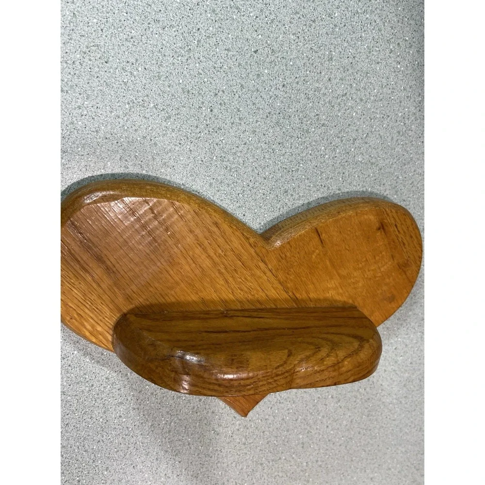 Small Wooden Heart Decorative Trinket Shelf Cottage Grandma Core 90s 9.5 Inch
